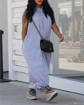 Sleeveless Hoodie Maxi Dress with Pockets